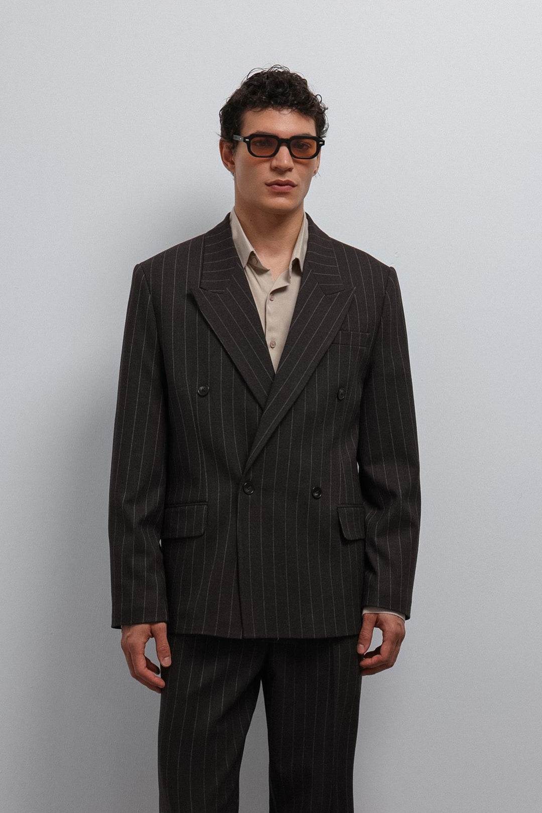 ANT Antioch Kahve Çizgili Kruvaze Erkek Blazer Ceket - Lelystad