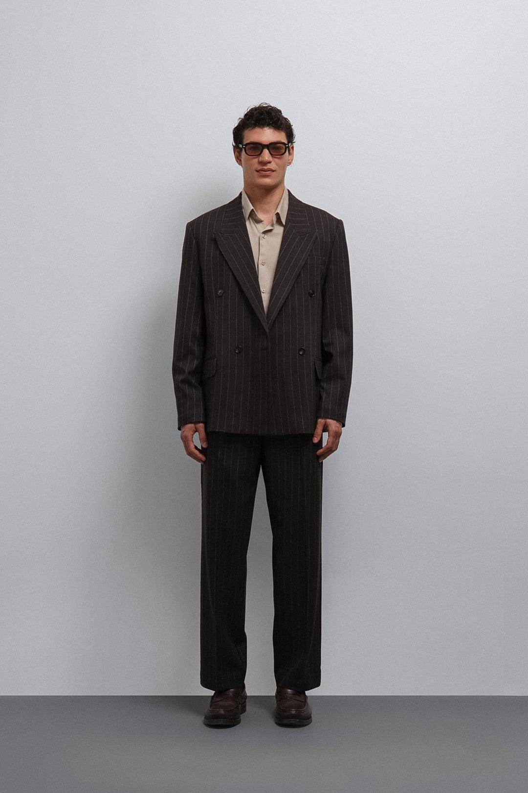 ANT Antioch Kahve Çizgili Kruvaze Erkek Blazer Ceket - Lelystad