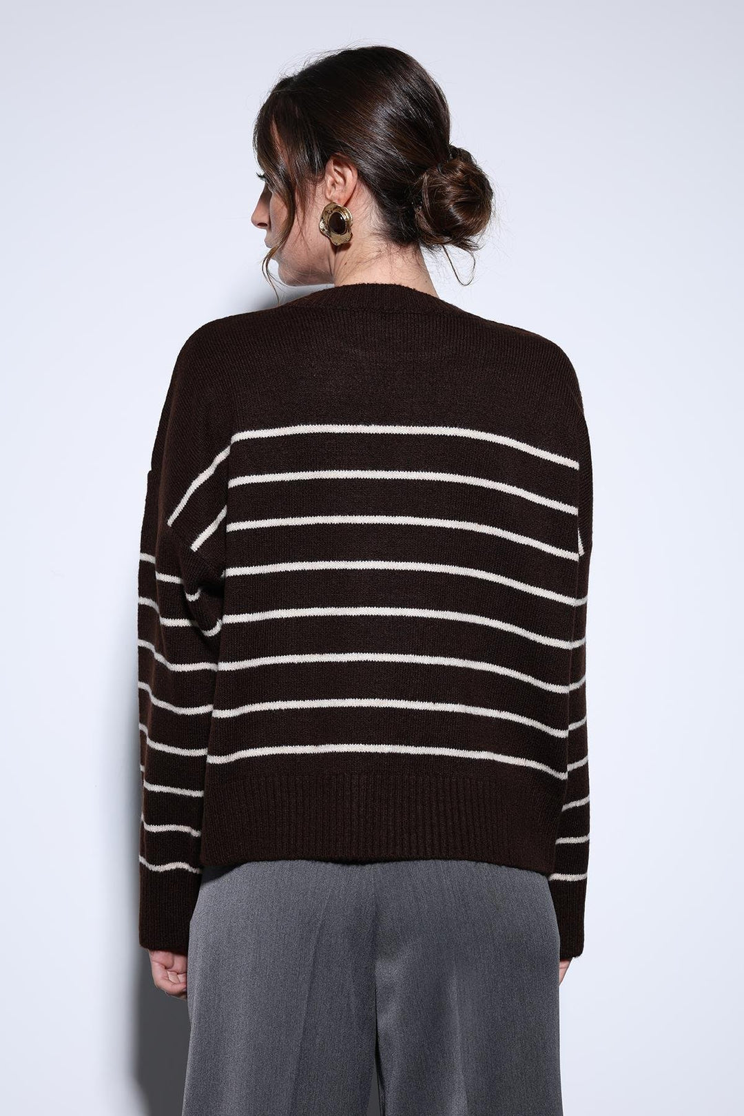ANT Antioch Coffee Striped Sweater - Bitonto