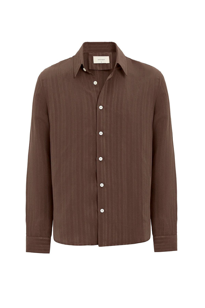 ANT Antioch Coffee Striped and Textured Men's Shirt - Salzgitter