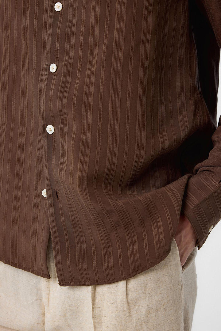 ANT Antioch Coffee Striped and Textured Men's Shirt - Salzgitter