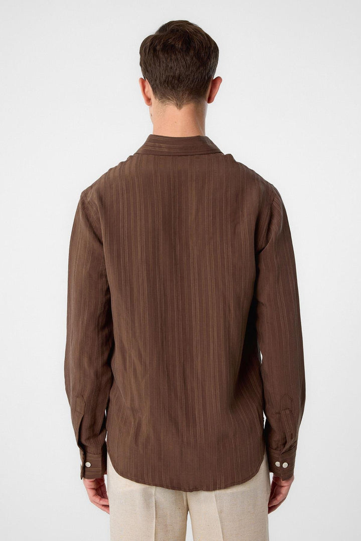 ANT Antioch Coffee Striped and Textured Men's Shirt - Surbiton