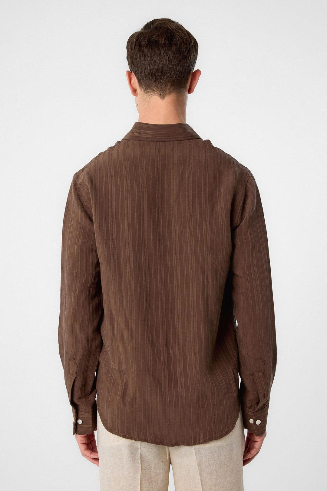 ANT Antioch Coffee Striped and Textured Men's Shirt - Salzgitter