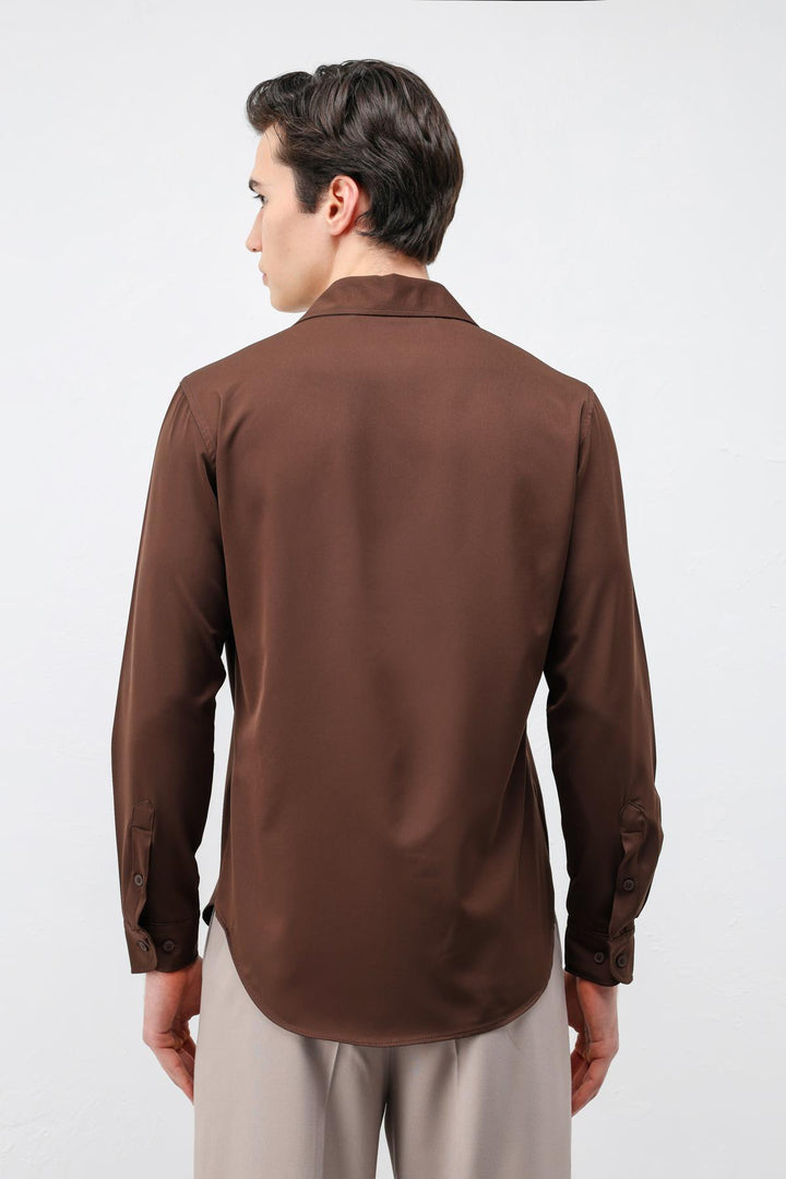 ANT Antioch Kahve Comfort Slim Erkek Gömlek - Council Bluffs