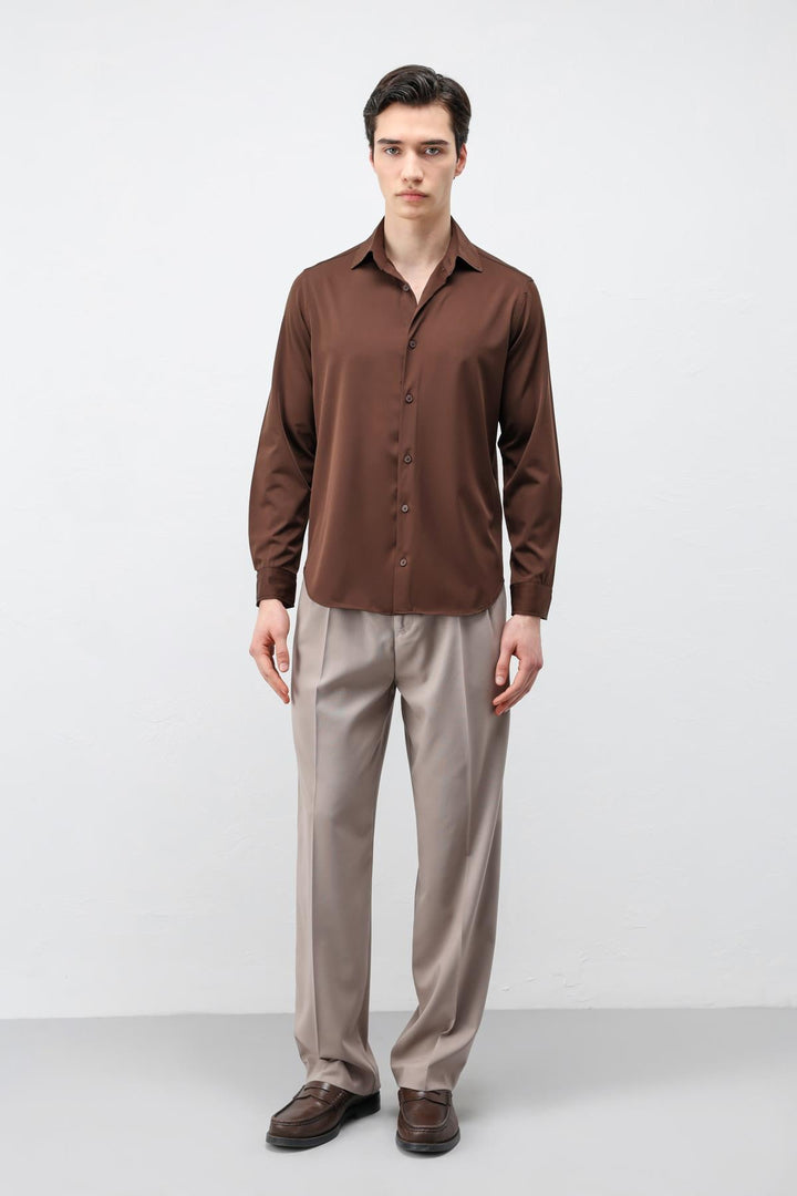 ANT Antioch Kahve Comfort Slim Erkek Gömlek - Council Bluffs