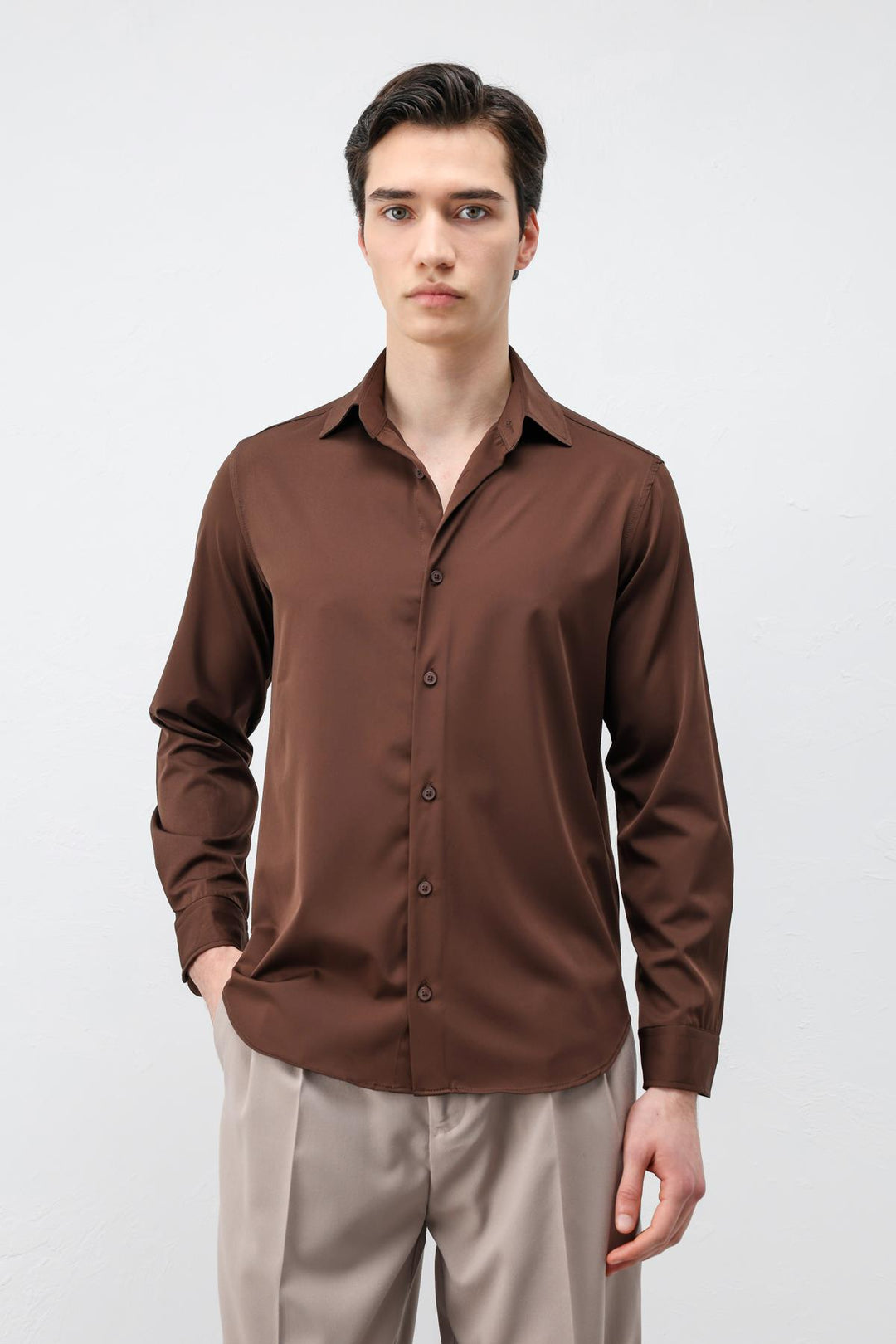 ANT Antioch Kahve Comfort Slim Erkek Gömlek - Council Bluffs