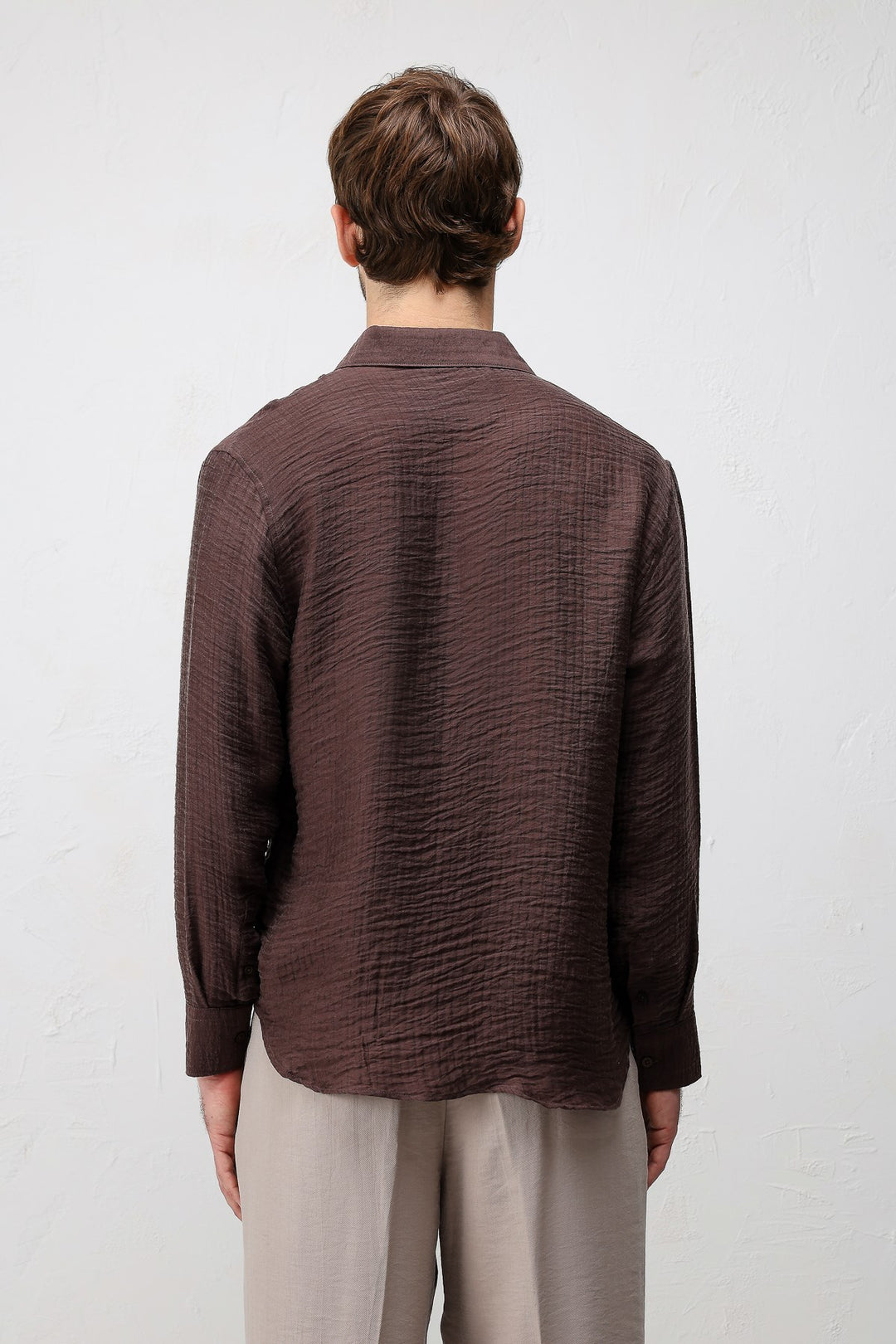 ANT Antioch Kahve Crinkled Relax Fit Erkek Gömlek - Yalta
