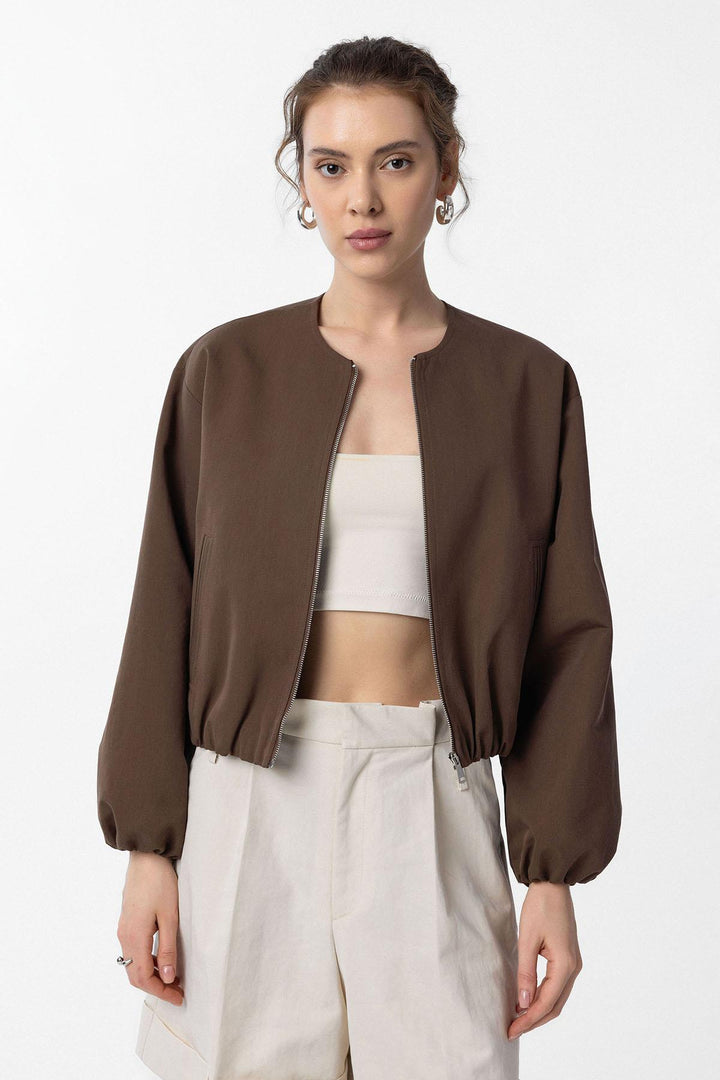 ANT Antioch Kahve Crop Kadın Bomber Mont - Stryi