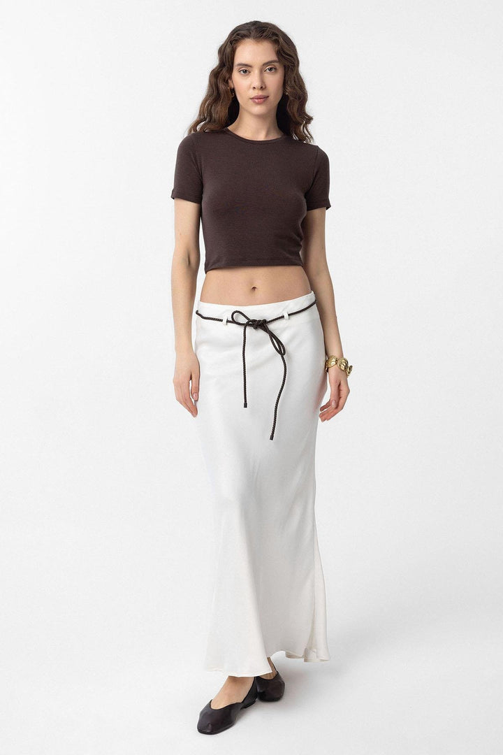 ANT Antioch Kahve Crop Kadın T-Shirt - Ciudad de Allende