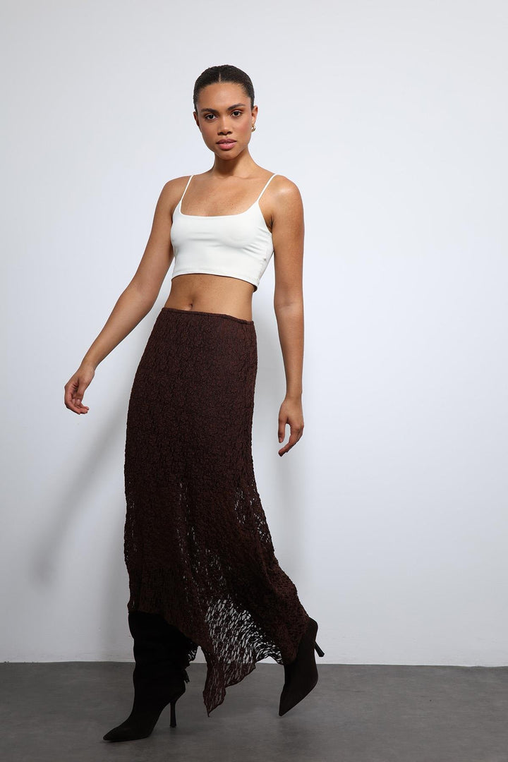 ANT Antioch Coffee Lace Midi Skirt - Sayreville