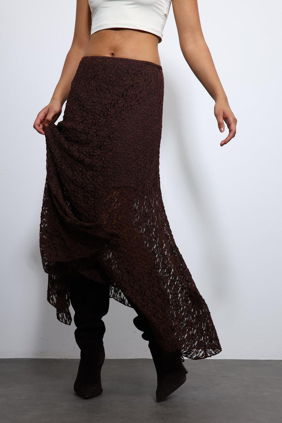 ANT Antioch Coffee Lace Midi Skirt - Sayreville