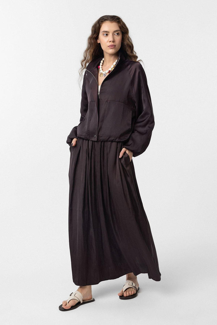 ANT Antioch Kahve Dik Yaka İnce Kadın Bomber Ceket - Lysychansk