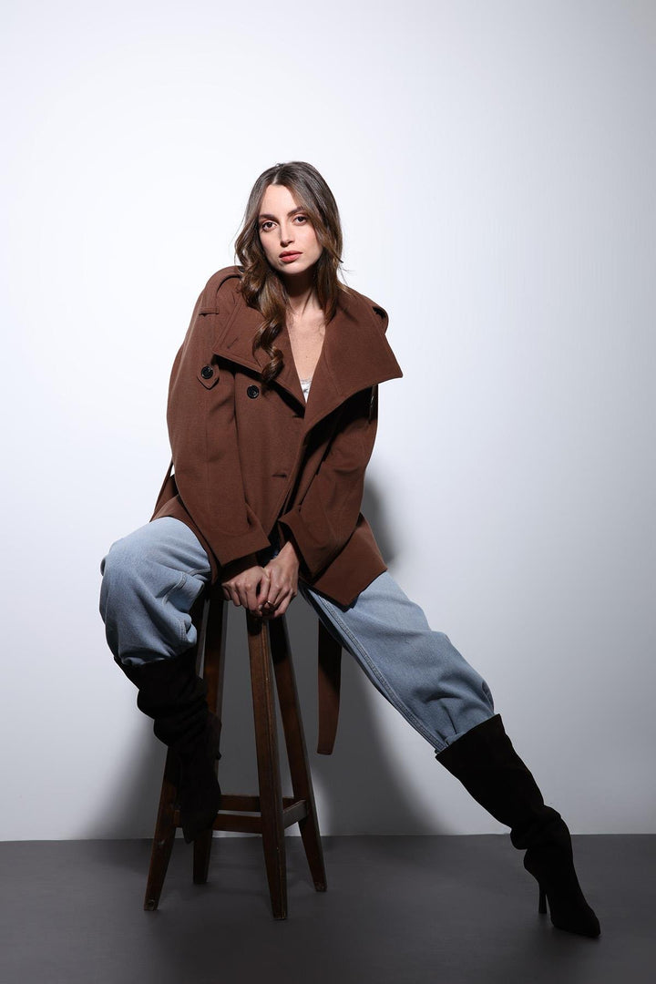 ANT Antioch Coffee V-neck Wrap Women's Coat - Bethesda