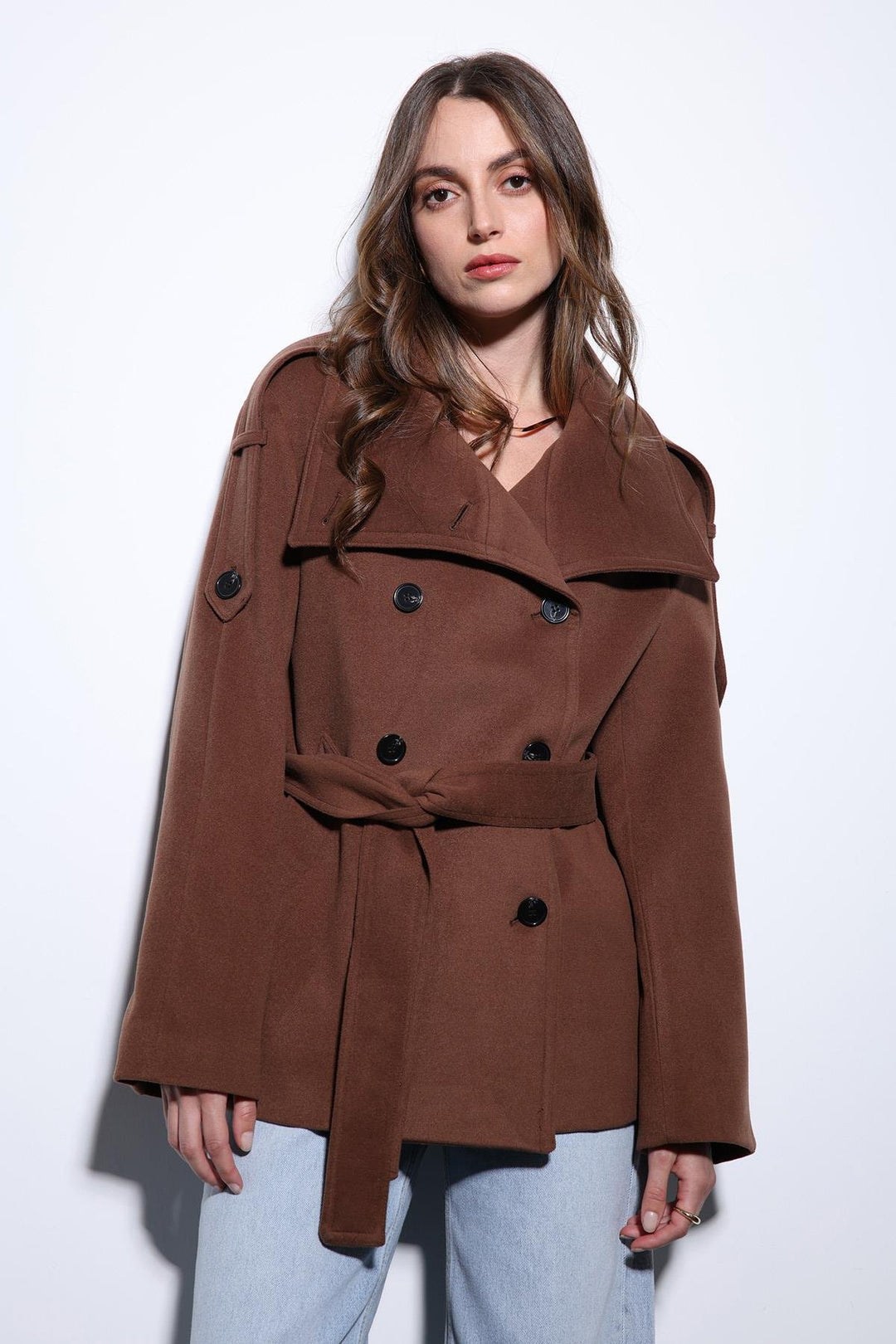 ANT Antioch Coffee V-neck Wrap Women's Coat - Bethesda