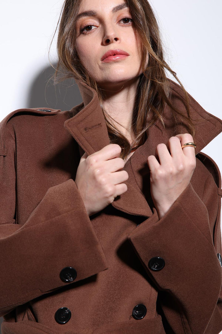 ANT Antioch Coffee V-neck Wrap Women's Coat - Bethesda