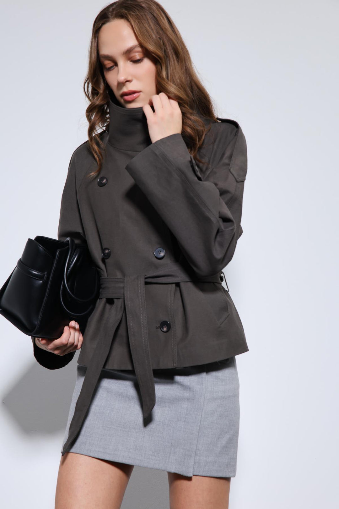 ANT Antioch Kahve Dik Yaka Kruvaze Trençkot - Waterbury