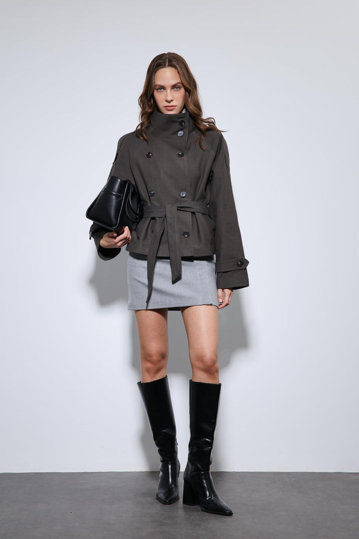 ANT Antioch Kahve Dik Yaka Kruvaze Trençkot - Waterbury