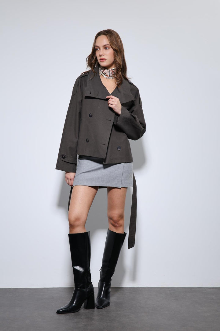 ANT Antioch Kahve Dik Yaka Kruvaze Trençkot - Waterbury