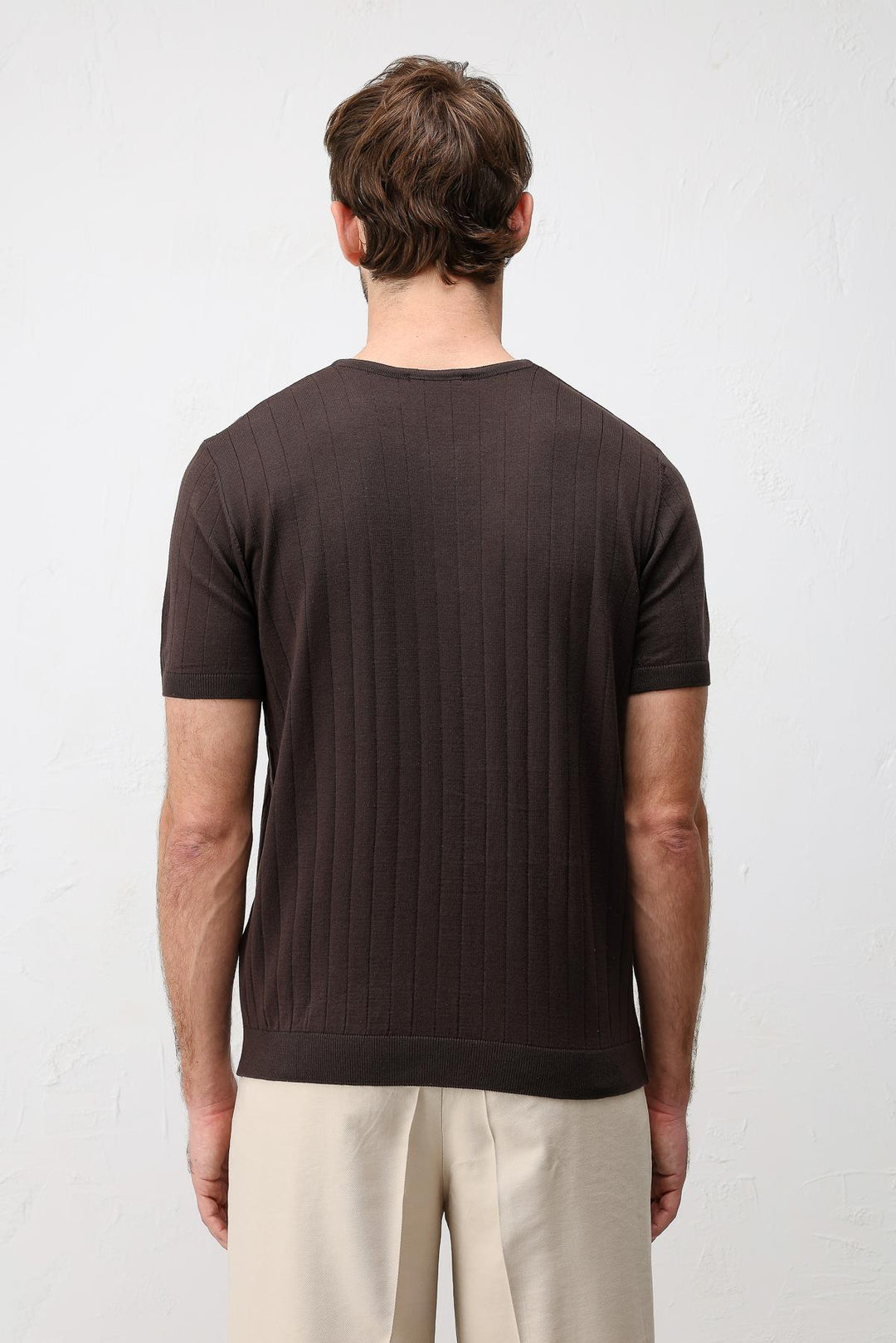 ANT Antioch Kahve Dokulu Erkek Triko T-Shirt - Lubny