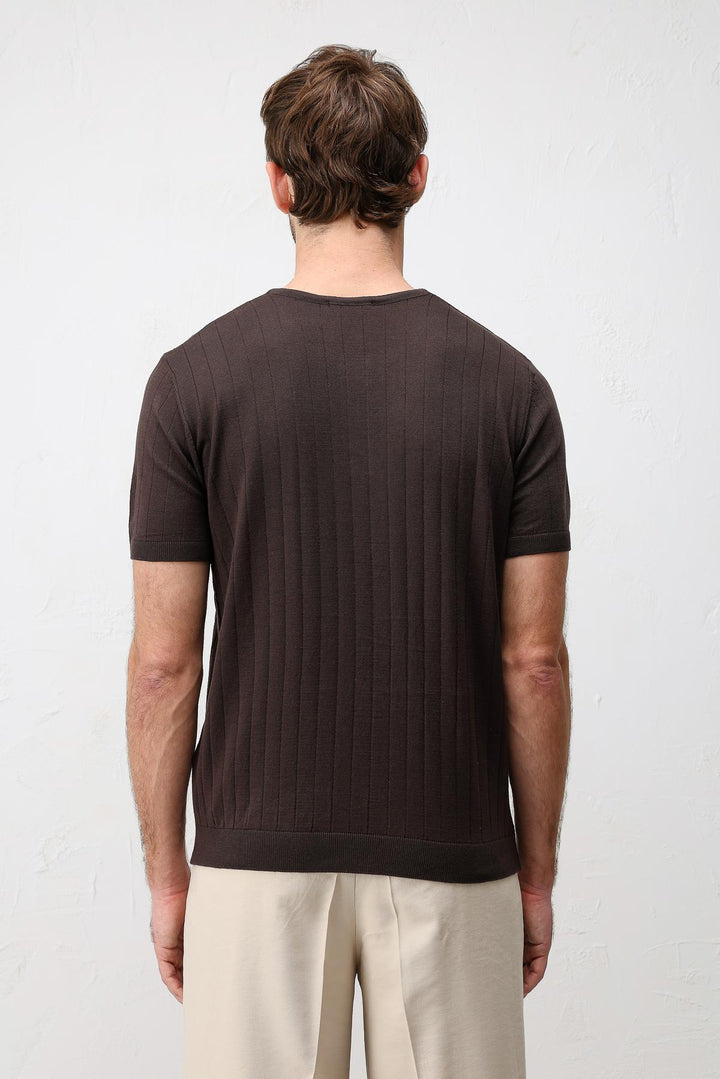 ANT Antioch Kahve Dokulu Erkek Triko T-Shirt - Lubny