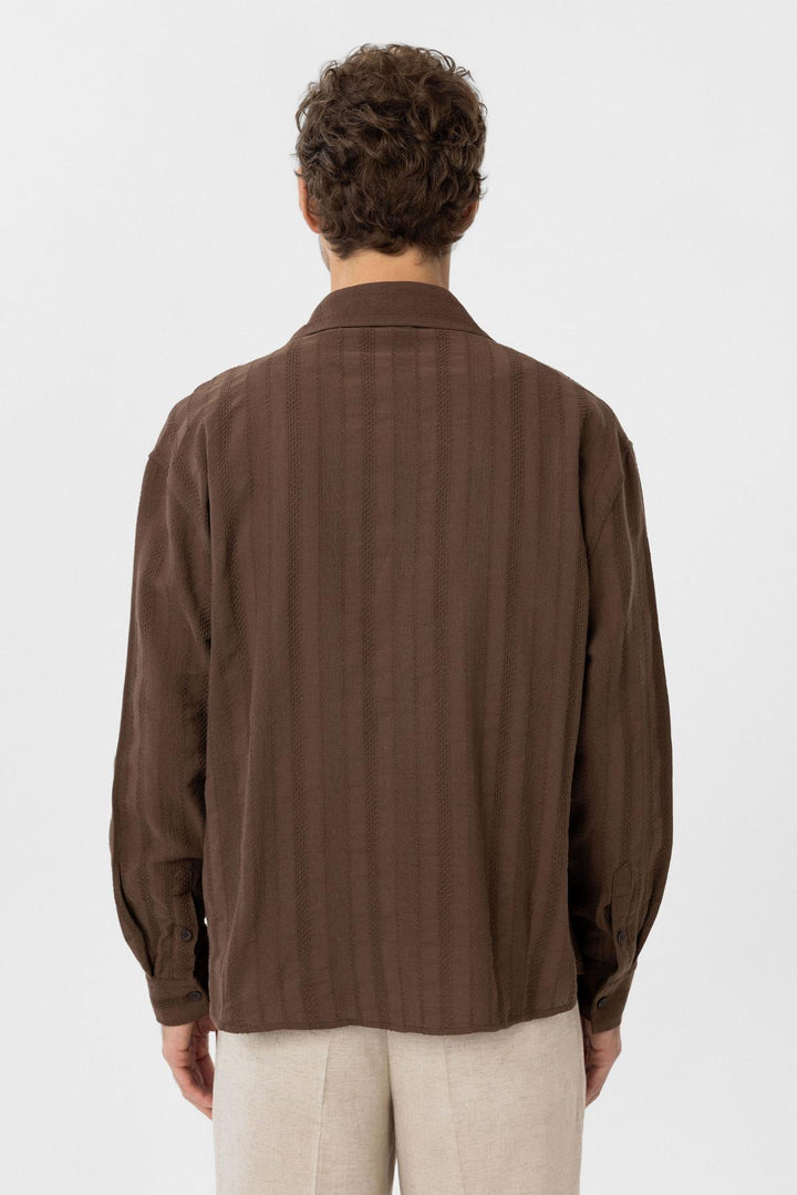 ANT Antioch Coffee-Colored Jacquard Cotton Men's Shirt - Grand Forks