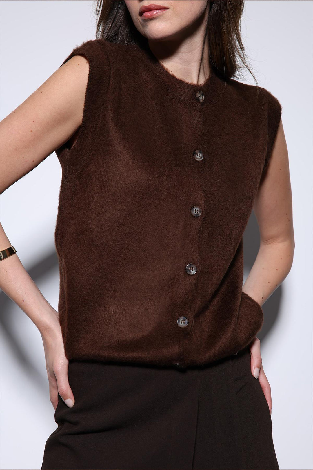 ANT Antioch Coffee-Colored Women's Knitted Vest - Scandicci