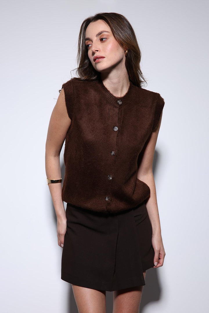 ANT Antioch Coffee-Colored Women's Knitted Vest - Scandicci