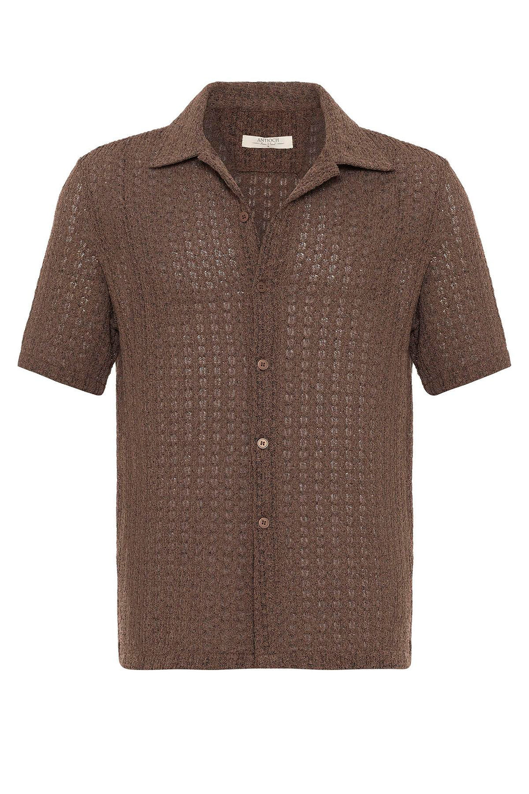 ANT Antioch Coffee-Colored Crochet Men's Shirt - Barcelos