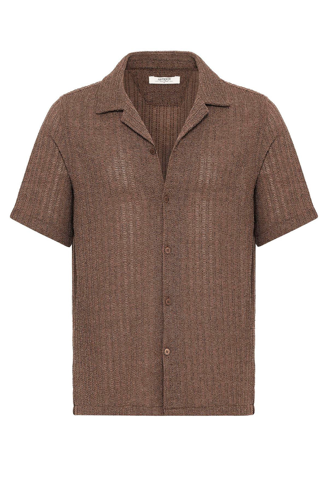 ANT Antioch Coffee-Colored Crochet Men's Shirt - Orangevale