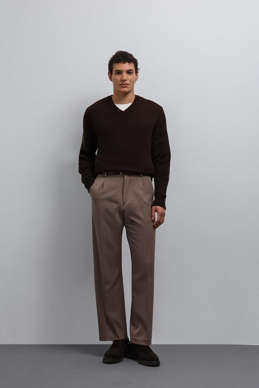 ANT Antioch Coffee-Colored V-Neck Men's Sweater - Marietta
