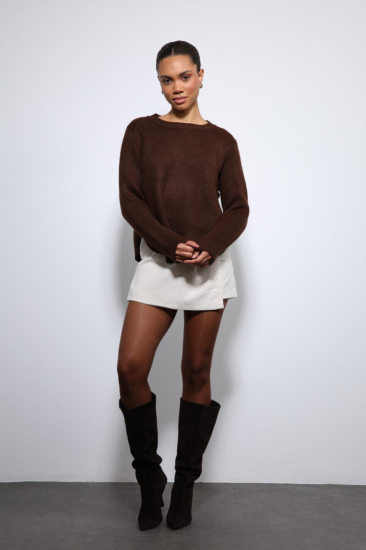 ANT Antioch Coffee Button Detailed Knit Sweater - Kaneohe