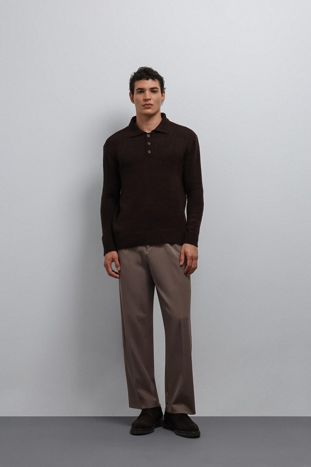 ANT Antioch Coffee Buttoned Collar Men's Sweater - Catemaco