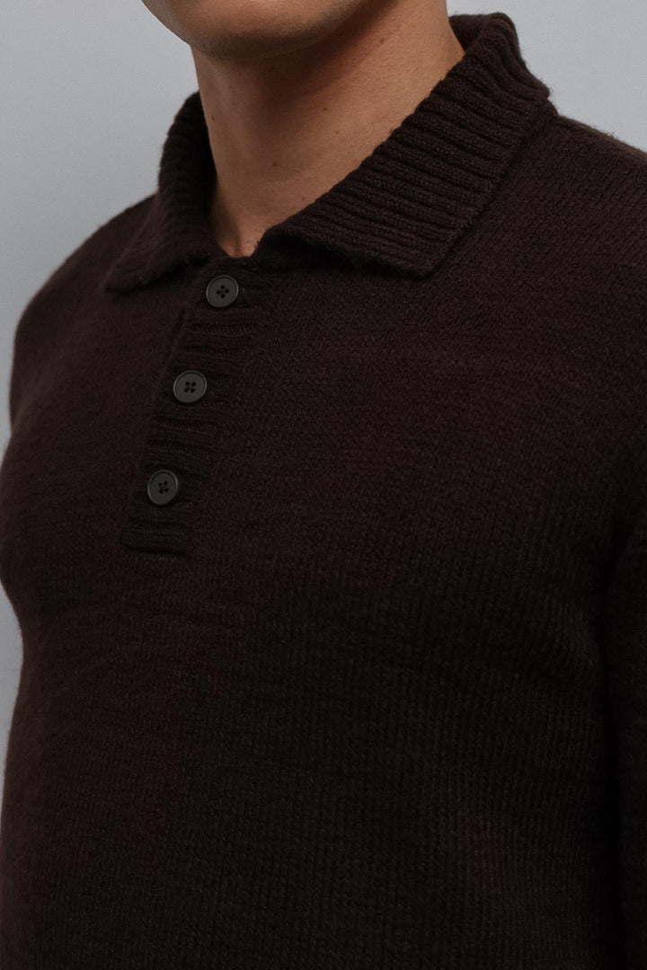 ANT Antioch Coffee Buttoned Collar Men's Sweater - Catemaco
