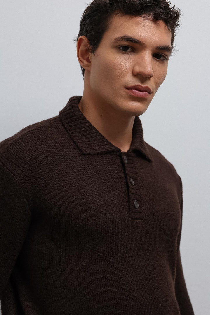ANT Antioch Coffee Buttoned Collar Men's Sweater - Catemaco