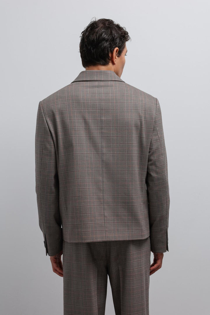 ANT Antioch Coffee Checkered Double Breasted Men's Blazer Jacket - Parkland