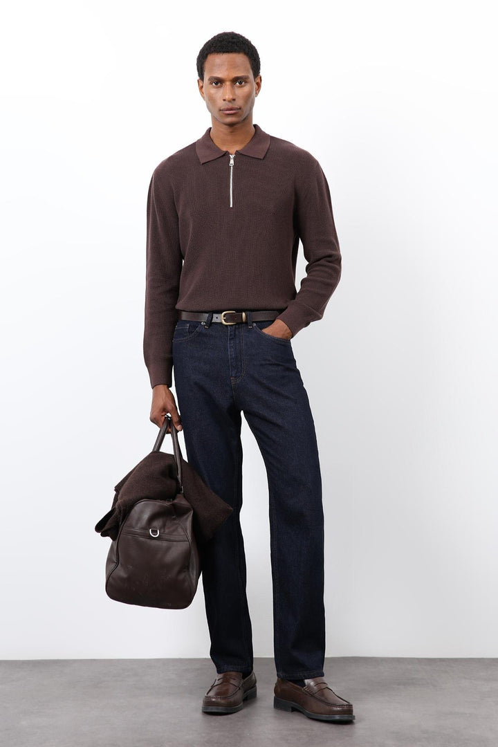 ANT Antioch Kahve Fermuarlı Erkek Triko Kazak - Manassas