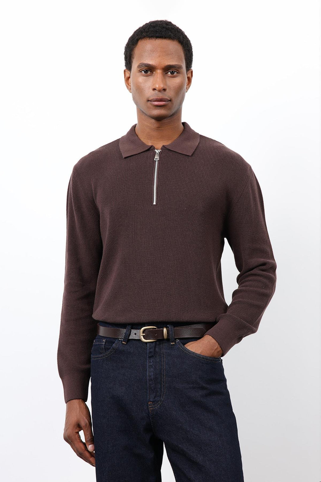 ANT Antioch Kahve Fermuarlı Erkek Triko Kazak - Manassas