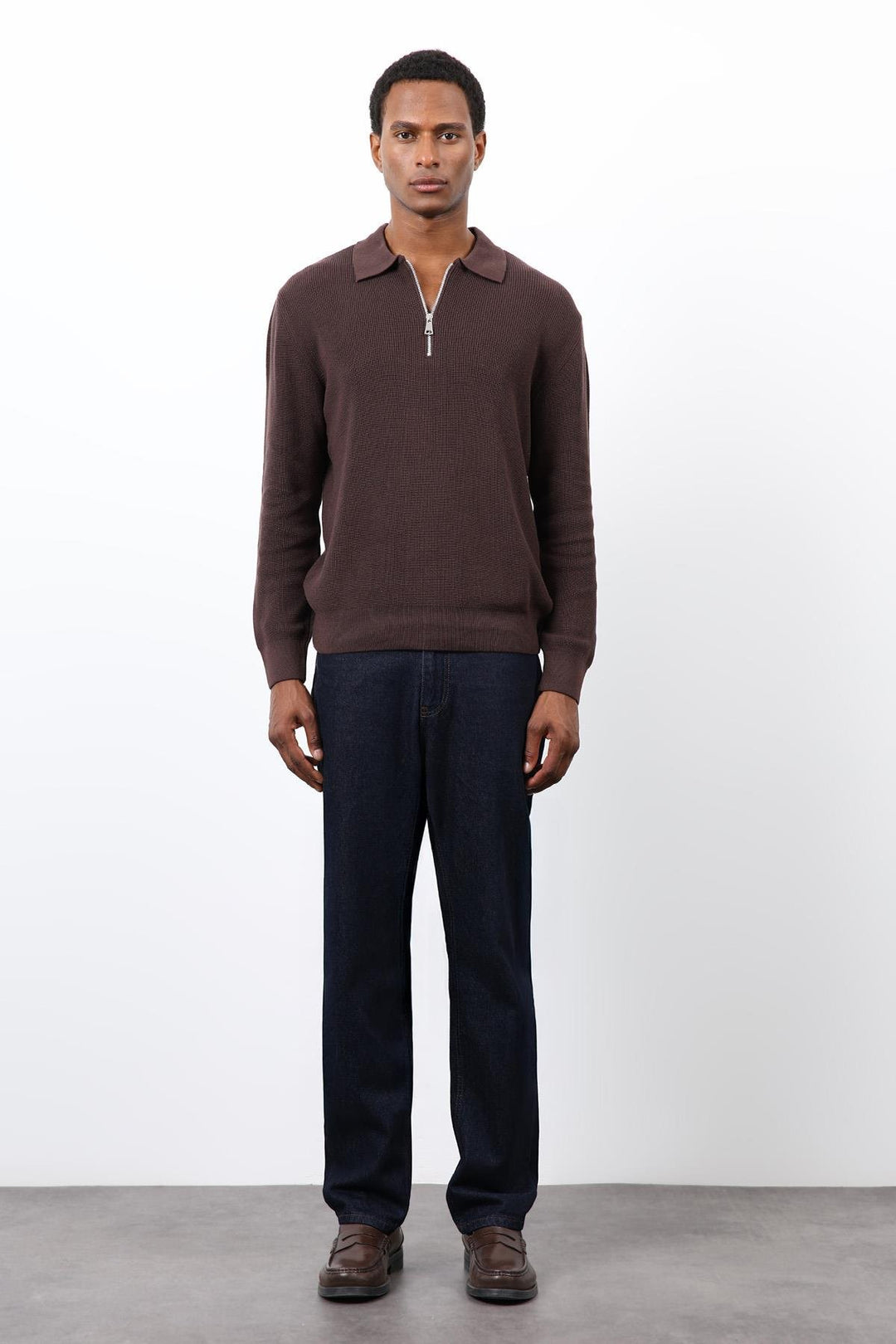 ANT Antioch Kahve Fermuarlı Erkek Triko Kazak - Manassas