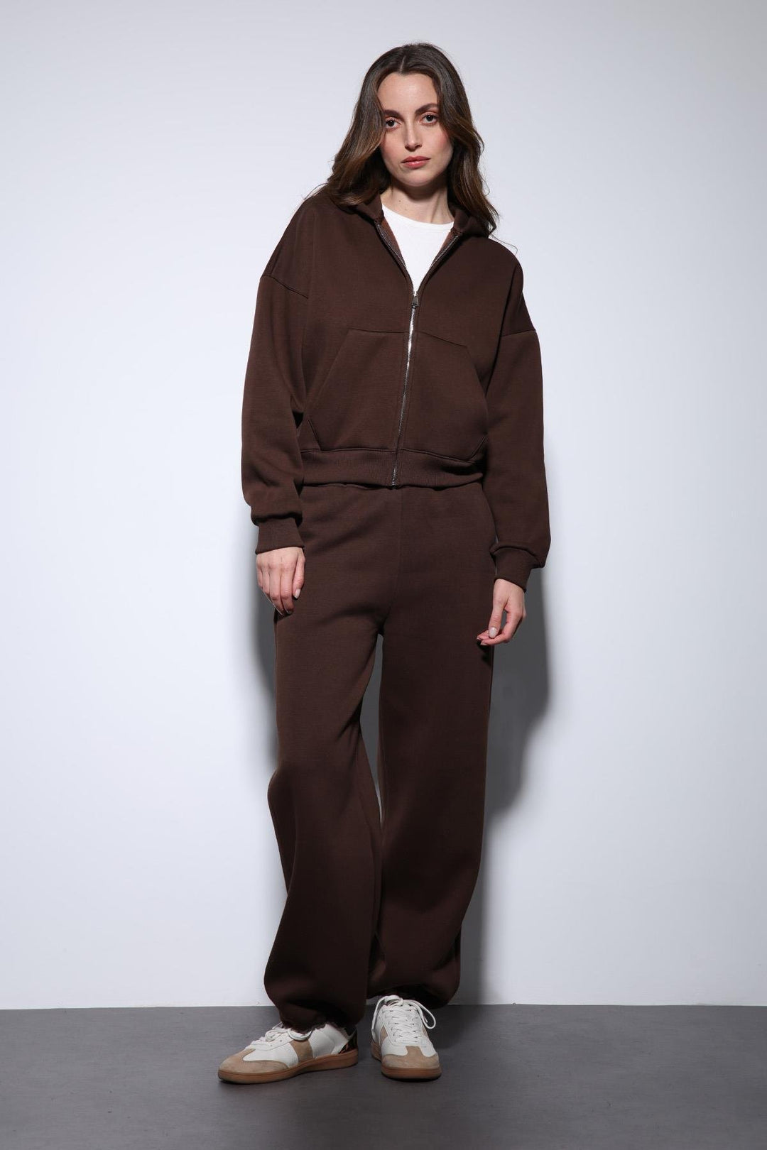 ANT Antioch Kahve Fermuarlı Kapüşanlı Kadın Sweatshirt - Waltham