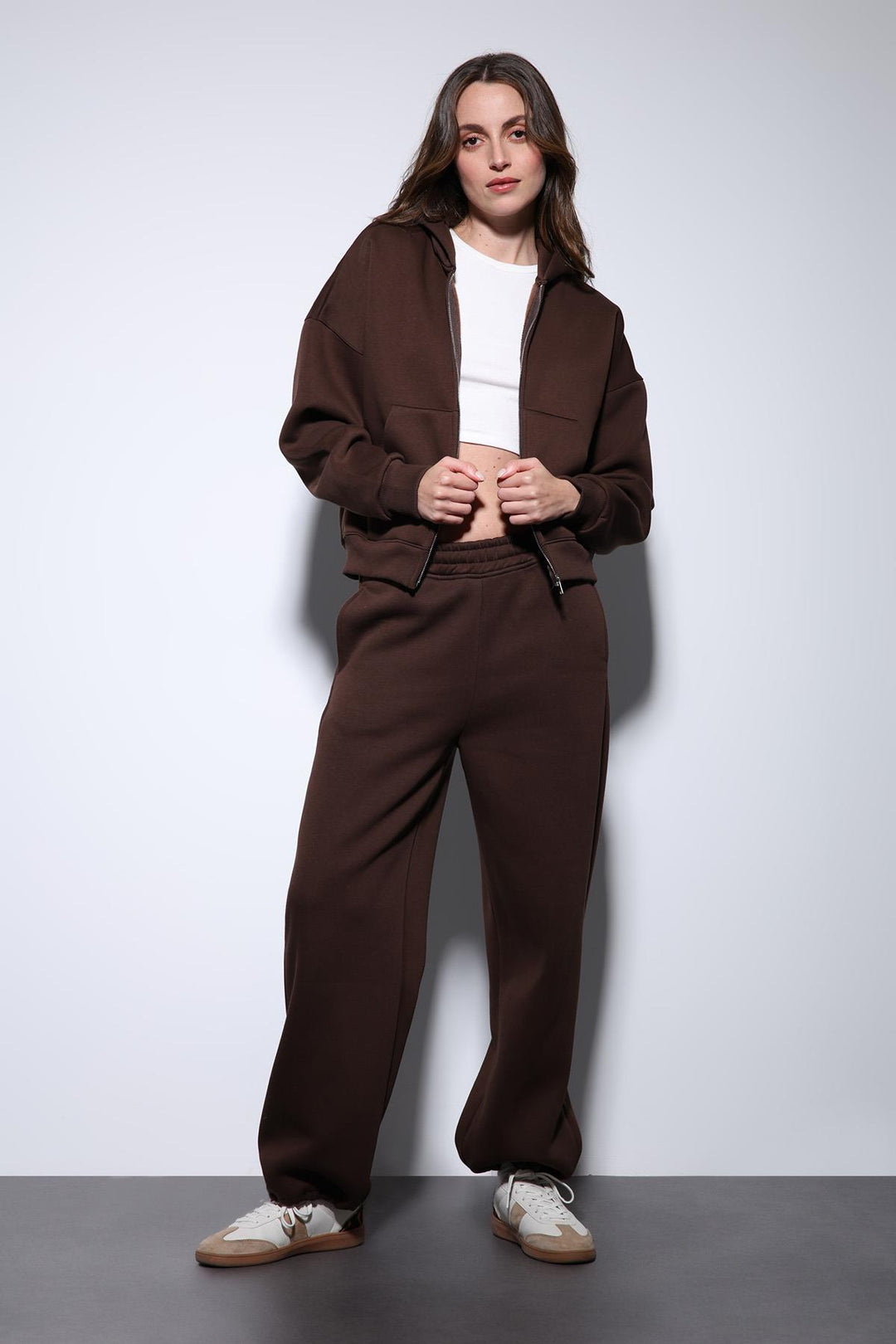 ANT Antioch Kahve Fermuarlı Kapüşanlı Kadın Sweatshirt - Waltham