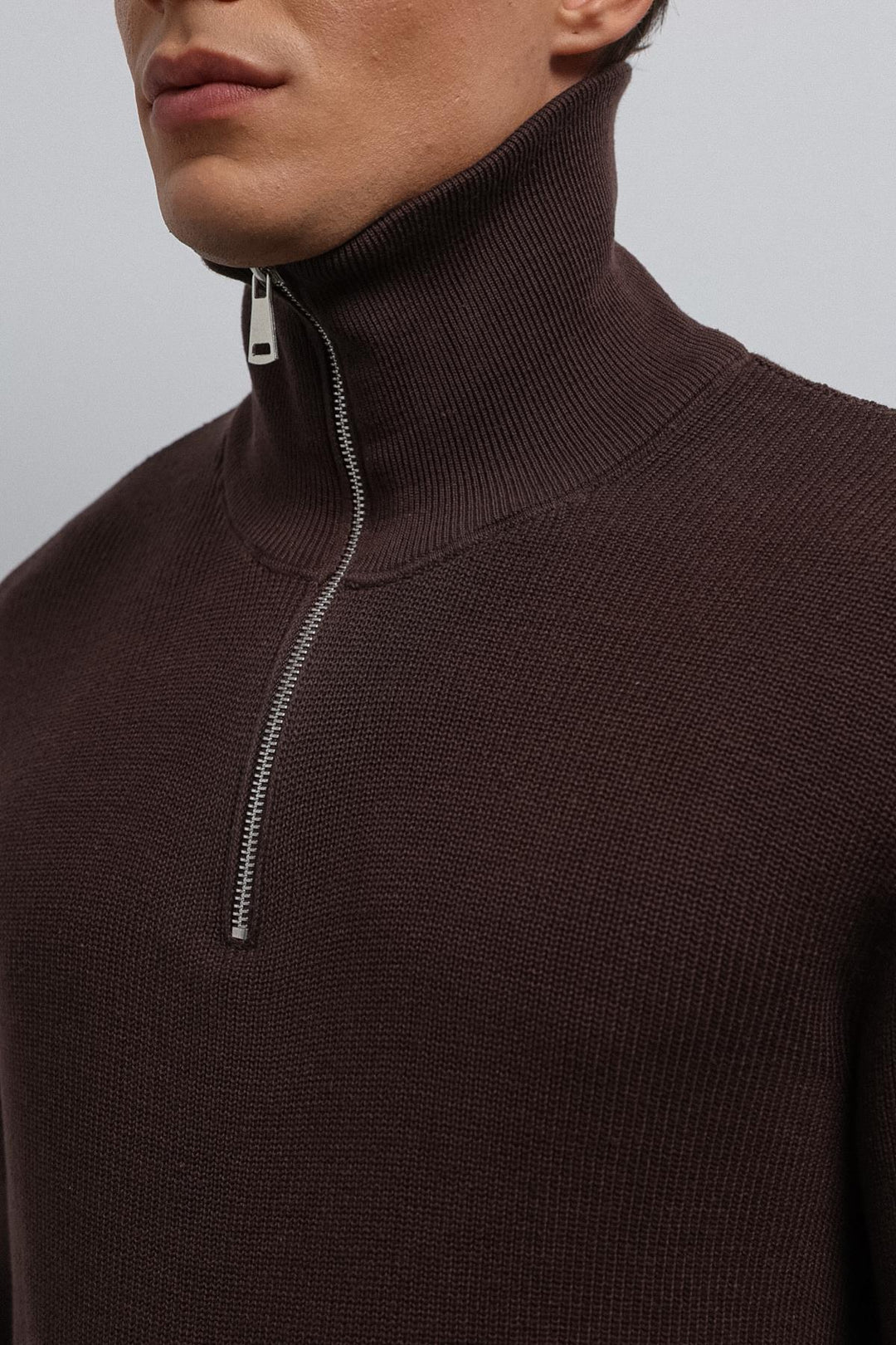 ANT Antioch Coffee Zippered Knit Men's Sweater - Galloway