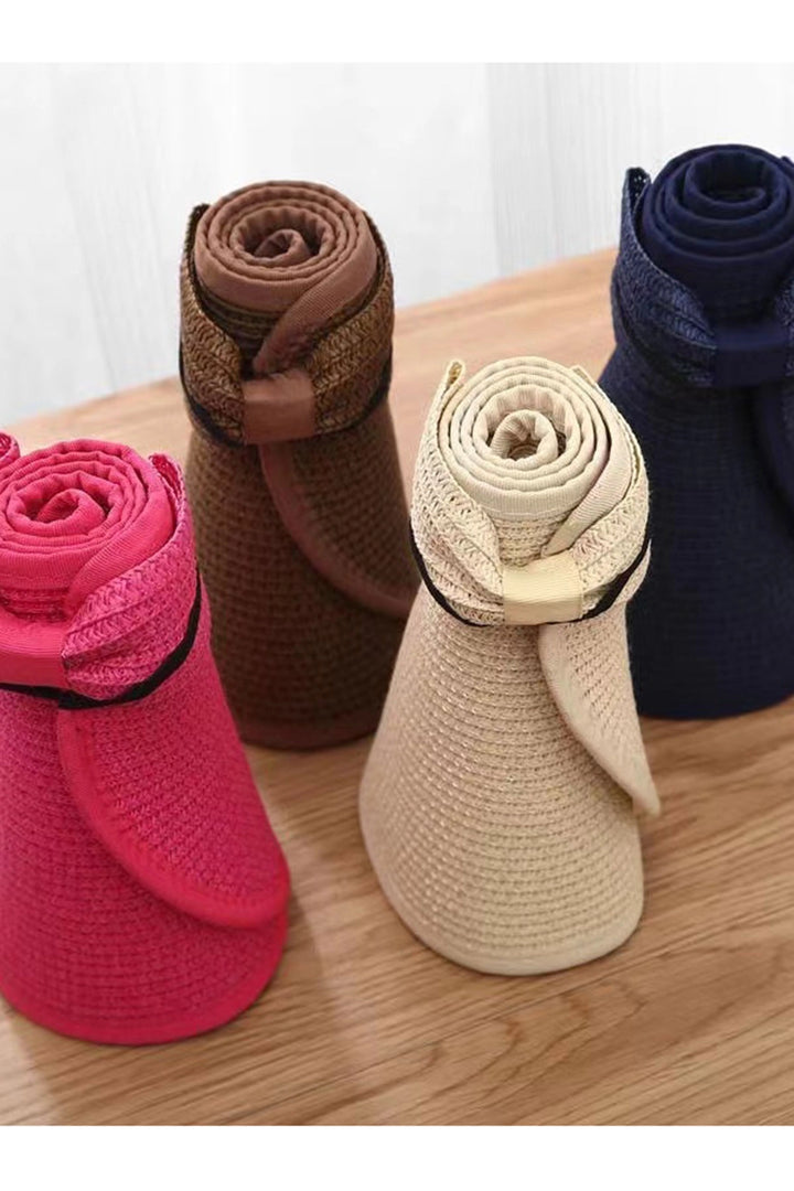 Coffee Bow Wide Top Open Straw Visor Hat BCNSV-2514624 - Huntsville