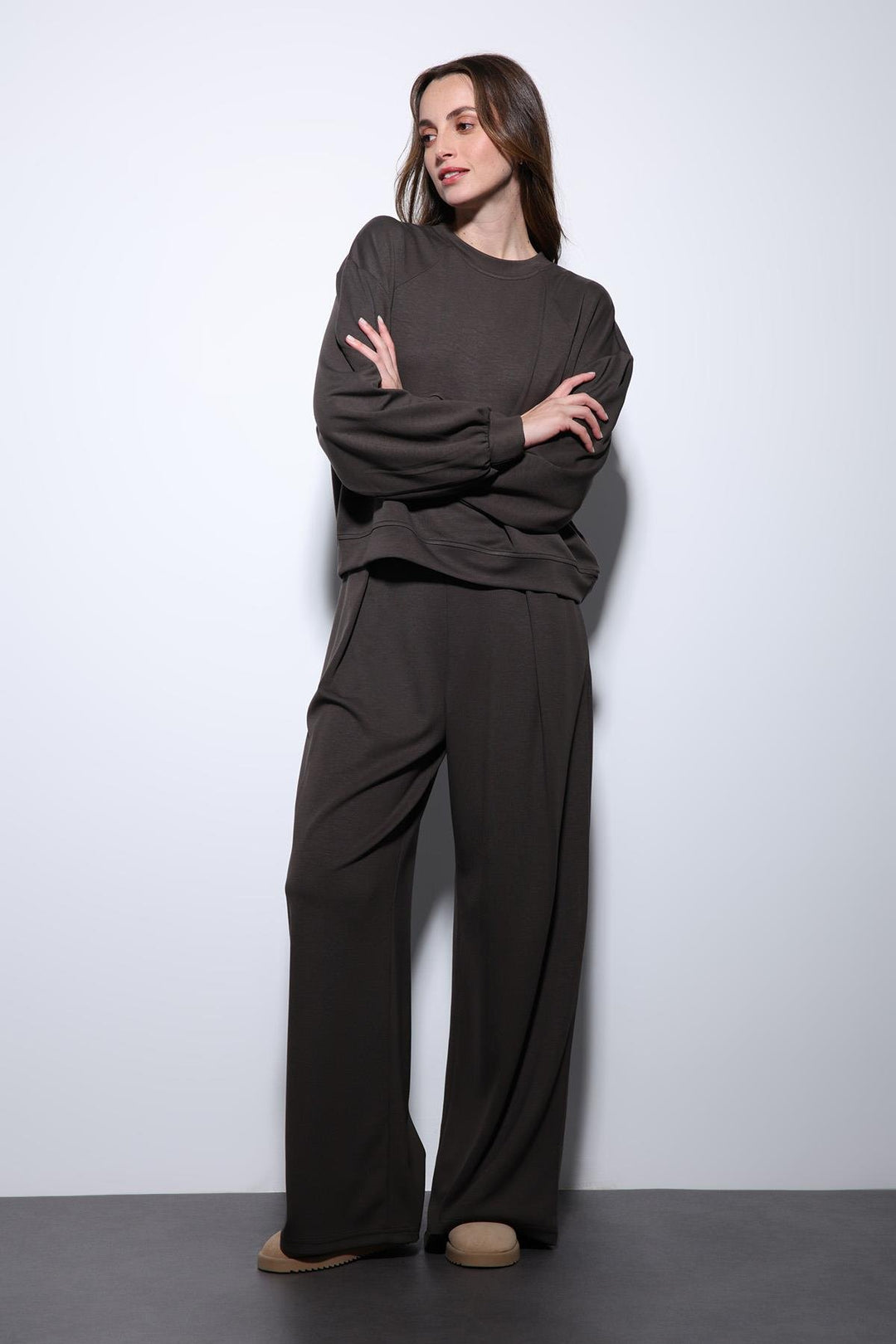 ANT Antioch Coffee Wide Leg Relaxed Women's Suit - Vasylkiv