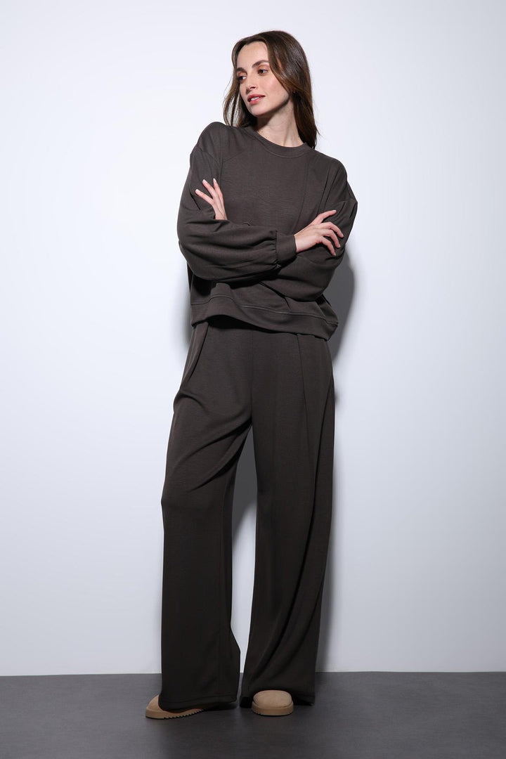 ANT Antioch Coffee Wide Leg Relaxed Women's Suit - Vasylkiv