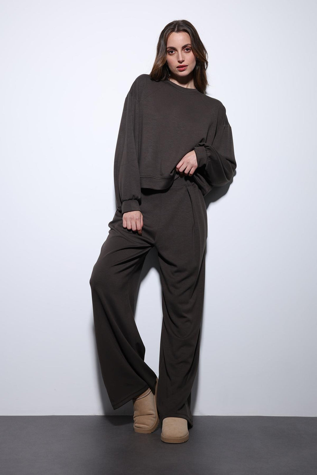 ANT Antioch Coffee Wide Leg Relaxed Women's Suit - Vasylkiv