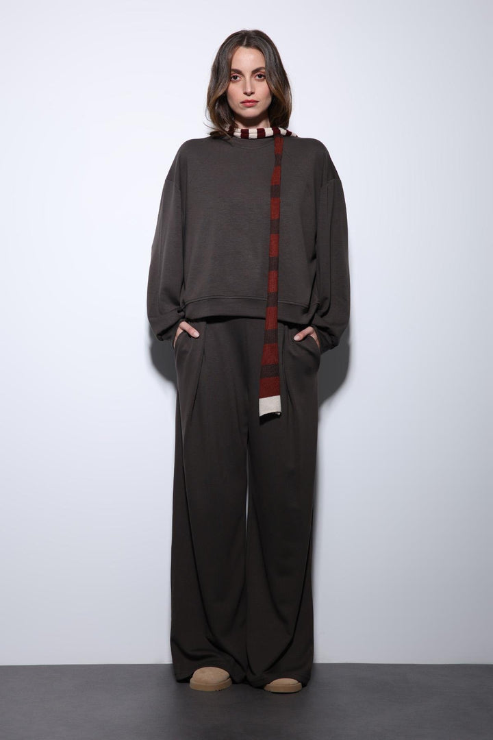 ANT Antioch Coffee Wide Leg Relaxed Women's Suit - Vasylkiv