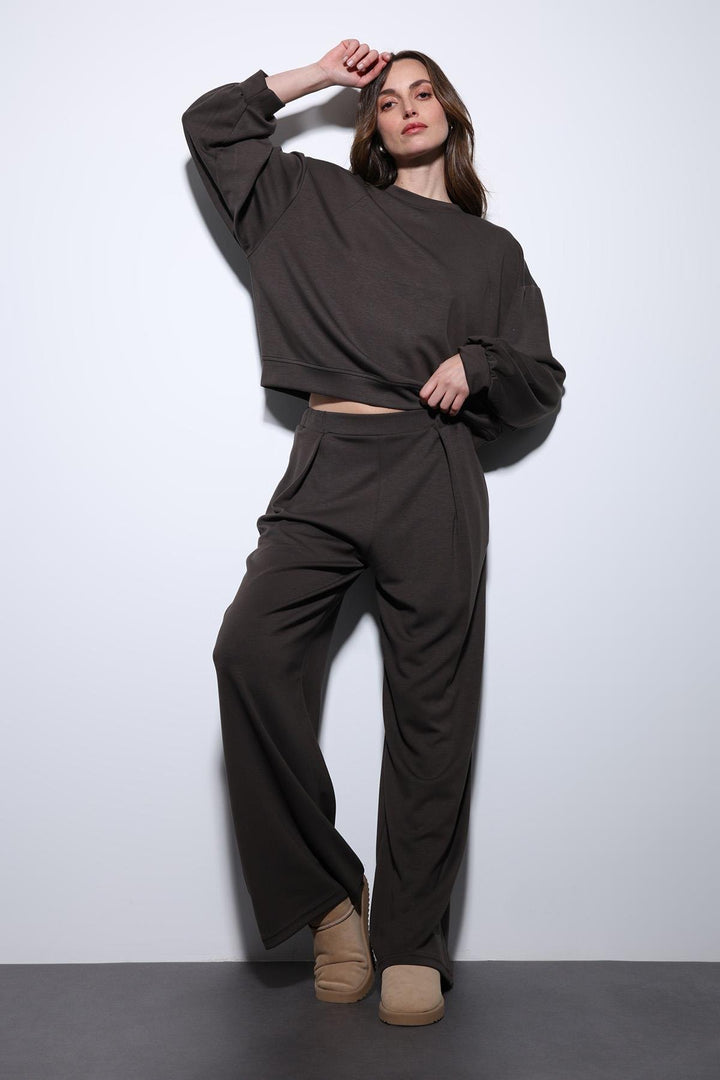 ANT Antioch Coffee Wide Leg Relaxed Women's Suit - Vasylkiv