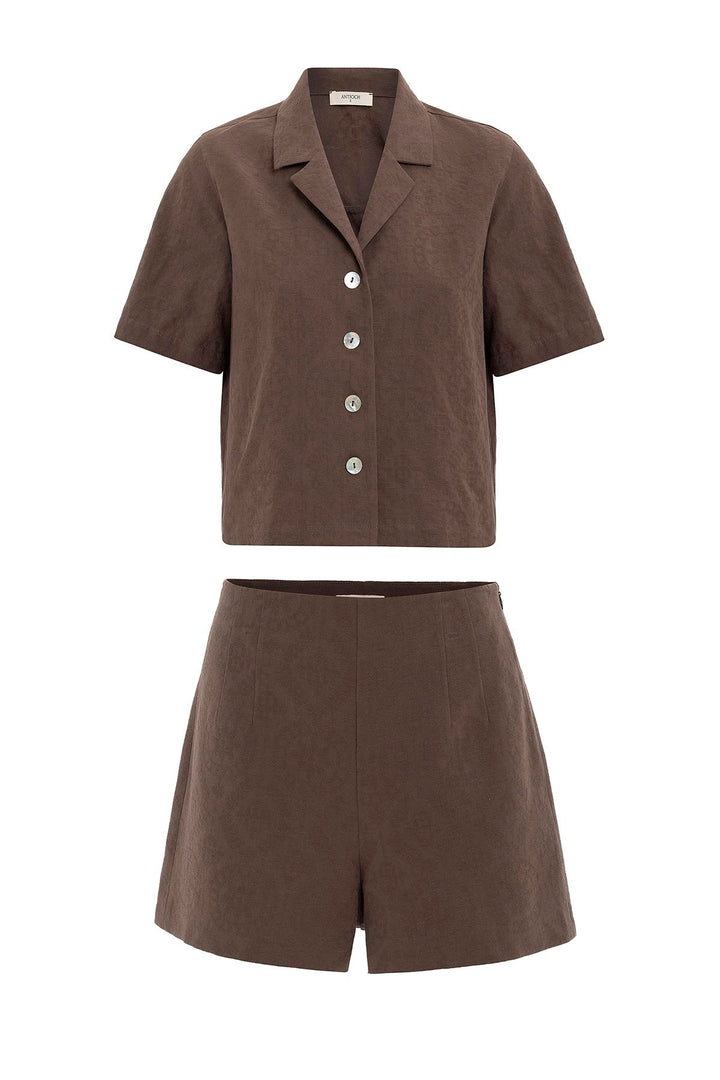 ANT Antioch Coffee Shirt Shorts Women's Set - Jiquílpan de Juárez