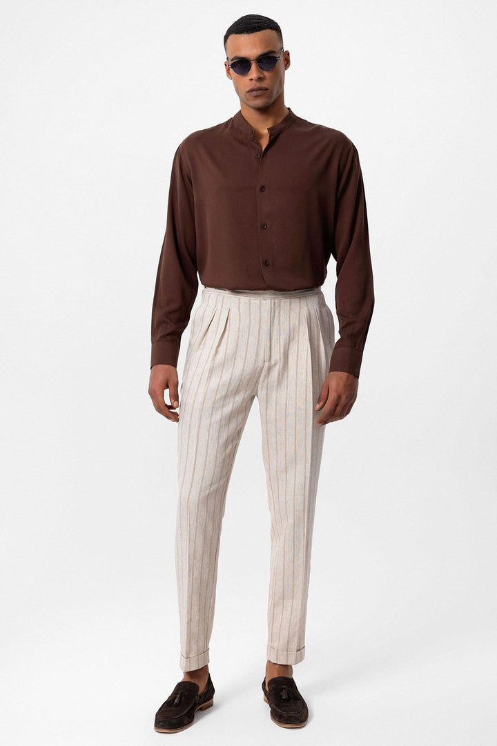 ANT Antioch Kahve Hakim Yaka Regular Fit Erkek Gömlek - Soledad de Graciano Sánchez