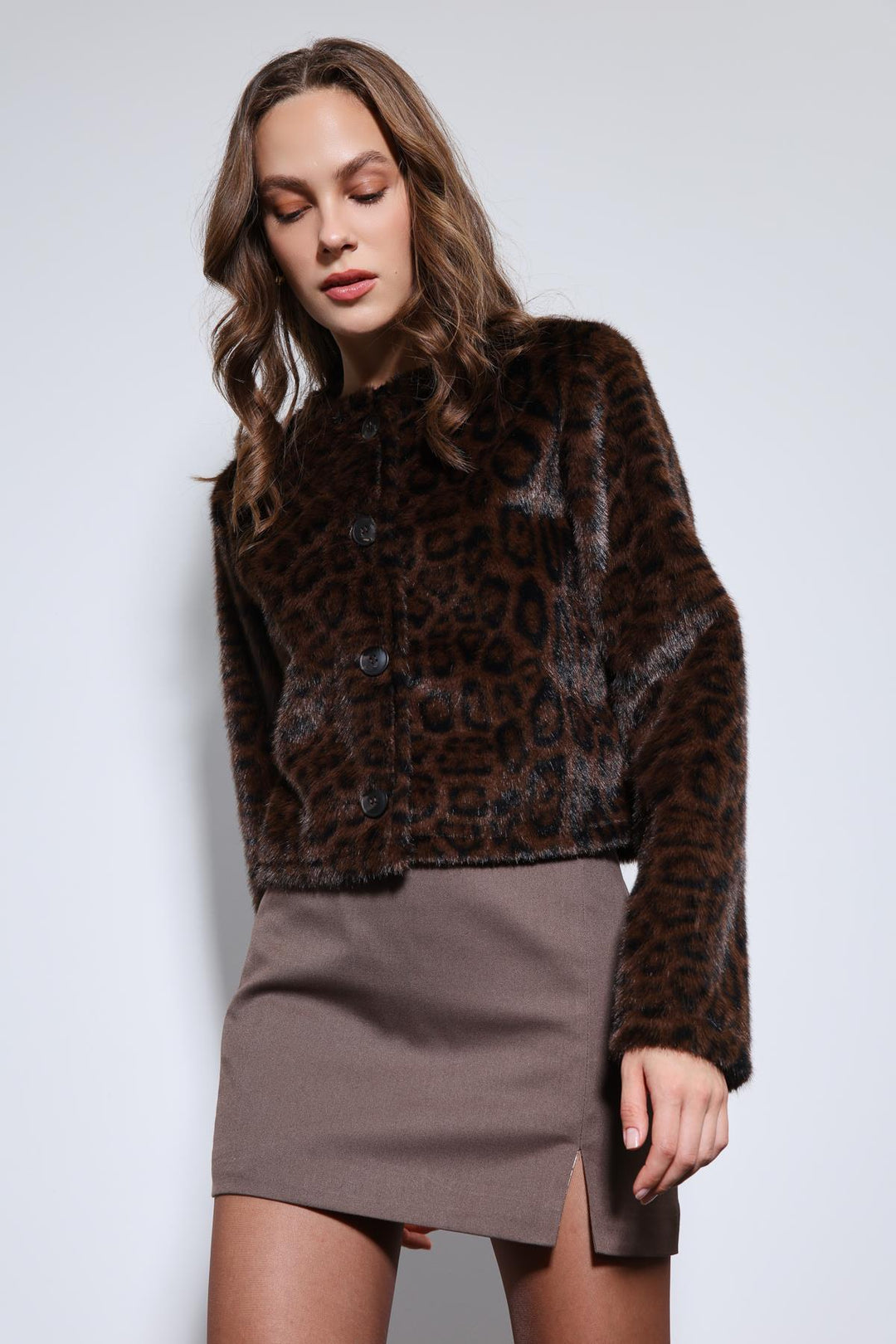 ANT Antioch Coffee Animal Print Jacket - Cape Coral